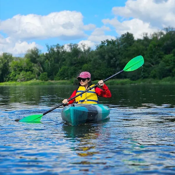 lady kayaking in kali river of dandeli